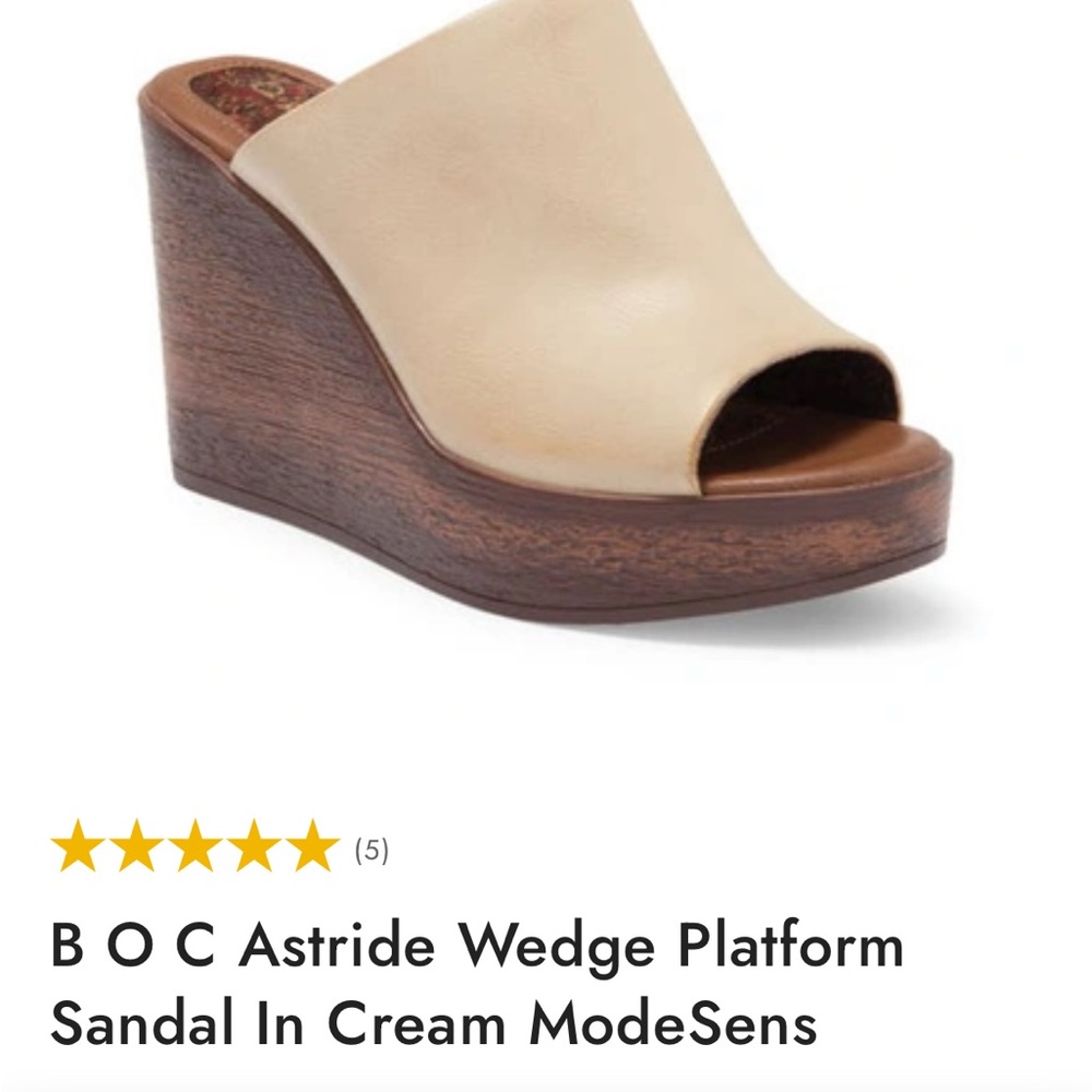 B.O.C astride wood  platform peep toe wedge cream retro BOC ortho comfortable